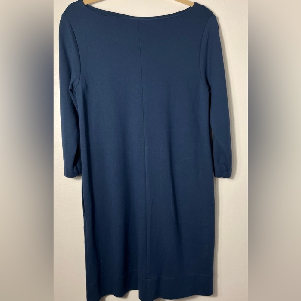 J. Jill Navy Blue Ponte Knit Half Sleeve Midi Sheath Dress size MP
